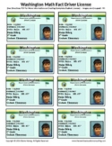 WASHINGTON Math Driver's License - Math Fact Incentive Program -TEMPLATES - FREE