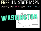 WASHINGTON FREE PRINTABLE STATE MAP (IN PDF AND MS WORD FORMATS)