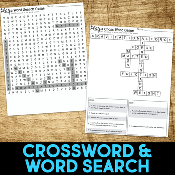 PLAY a Game about Gravity on Earth Board Game Word Search Crossword