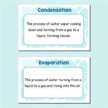 WATER CYCLE BINGO - Printable Classroom Game - 32 Vocabulary Word Cards