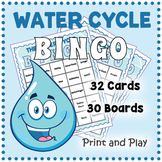 WATER CYCLE BINGO - Printable Classroom Game - 32 Vocabula