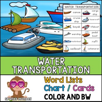 Preview of WATER TRANSPORTATION VEHICLE Words - Writing Center Vocabulary | Word Lists