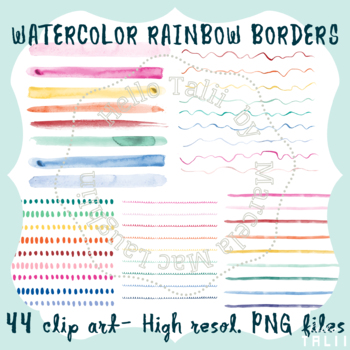 Preview of WATERCOLOR RAINBOW BORDERS Clip Art