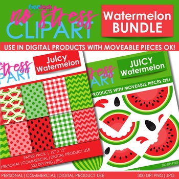 Download Watermelon Clipart Plus Digital Papers Bundle By Flapjack Educational Resources