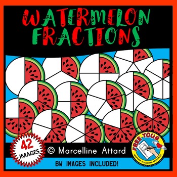 Preview of WATERMELON FRACTIONS CLIPART SUMMER FOOD MATH GEOMETRY CLIP ART JUNE JULY AUGUST