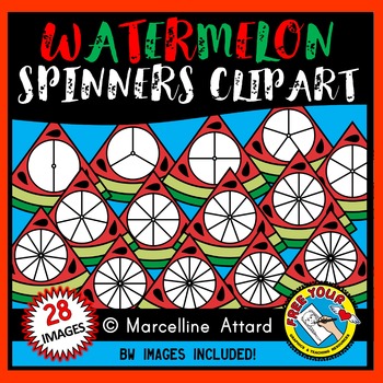 Preview of WATERMELON SPINNERS CLIPART FOR SUMMER WORKSHEETS OR END OF YEAR ACTIVITIES