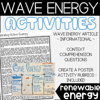 Preview of WAVE ENERGY Activities | RENEWABLE ENERGY | Article, Poster Project & More