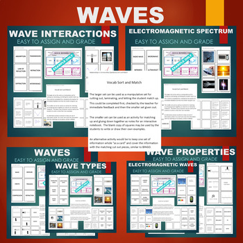Preview of WAVES Sort and Match STATIONS BUNDLE - Physical Science - Many Topics