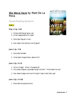 Preview of WE WERE HERE by De La Pena Guided Reading Questions + Answer Key (entire novel)
