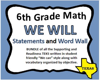 WE WILL 6th Grade Math  Word Wall Bundle by Jamie Roberts  TpT