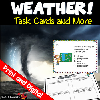 Preview of Weather Science Task Cards and More Print and Digital
