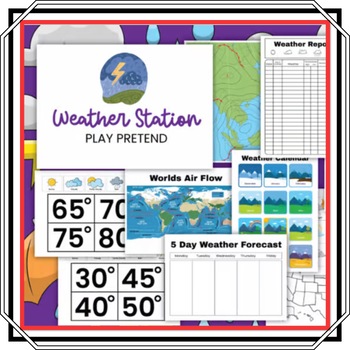 Preview of INTERACTIVE WEATHER STATION PRETEND PLAY SET - Printable Weather Activities