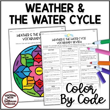 WEATHER & THE WATER CYCLE Color-By-Code Vocabulary Review | TpT