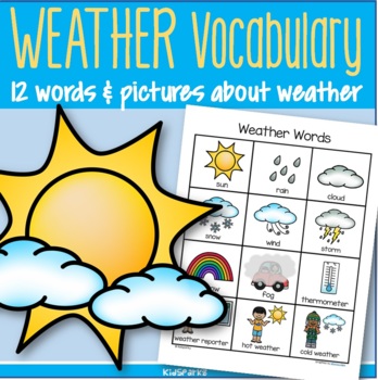 Preview of WEATHER Words with Pictures Vocabulary List Printable FREE