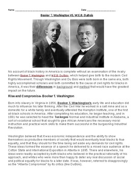 Preview of WEB Dubois vs. Booker T Washington Reading and Organizer