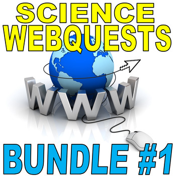 Preview of SCIENCE WEBQUEST BUNDLE #1 (16+ Worksheets / Internet / Distance Learn / Sub)