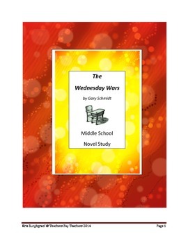 Preview of The Wednesday Wars (Gary Schmidt) NOVEL STUDY