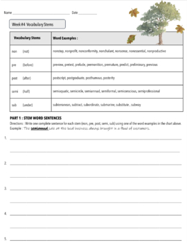 Preview of WEEK #4 Stems BUNDLE (Word Within the Word Vocabulary Stems) all formats