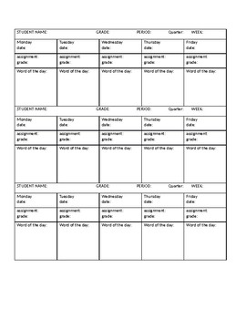 assignment chart for students