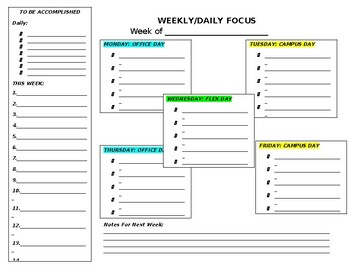 Preview of Weekly/ daily Planner (editable and fillable resource)