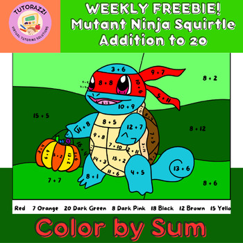 Preview of WEEKLY FREEBIE! Addition to 20 | Fall Pokemon Inspired Coloring Worksheet