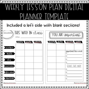 Preview of WEEKLY Lesson Plan Template for a DIGITAL planner