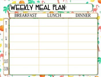 WEEKLY MEAL PLAN by Hannah Siscar | TPT
