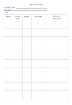 WEEKLY PLAN PYP by Jasmin Betancourt | TPT