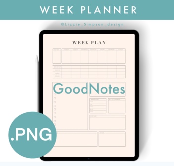 Preview of WEEKLY PLANNER - GOOD NOTES - digital Journal - PNG - MINIMALIST - Organizer