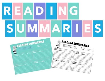 Preview of WEEKLY READING SUMMARIES | READING LOGS