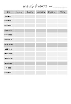 Preview of WEEKLY SPEECH THERAPY SCHEDULE