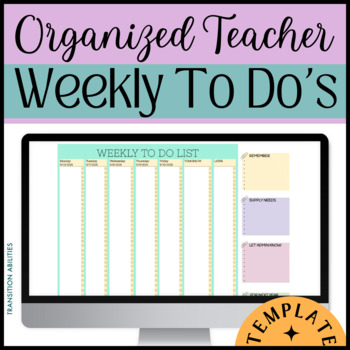 Preview of WEEKLY TO DO LIST for Teachers | Google Sheets Digital Template | BACK TO SCHOOL