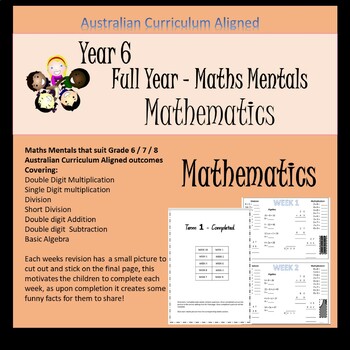 MATH MENTALS REVISION SHEETS: GRADE 6/7/8 - Aust. Curriculum Aligned - FULL  YEAR