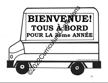 Preview of WELCOME BACK TO SCHOOL FRENCH GRADE 3 BUS TEMPLATES sign banner name plate label