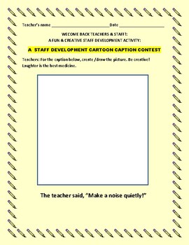 Preview of WELCOME BACK TO SCHOOL TEACHERS & STAFF: A CAPTION CARTOON ACTIVITY