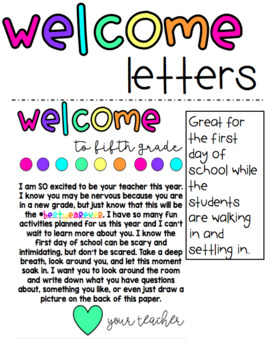 Preview of WELCOME LETTER TO STUDENTS | first day of school