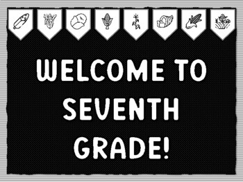 Preview of WELCOME TO SEVENTH GRADE! Fall Harvest, Corn Theme Bulletin Board Kit