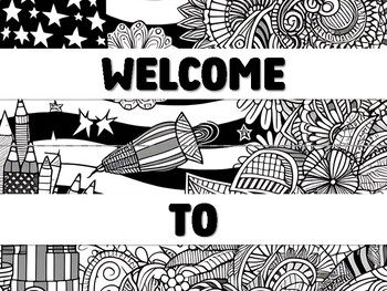 Preview of WELCOME TO SEVENTH GRADE! Fourth Of July Bulletin Board Decor Kit