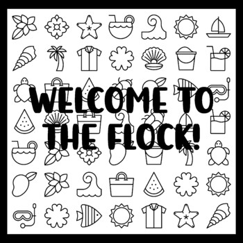 WELCOME TO THE FLOCK! 3 by 3 feet Print and Paste Tropical Bulletin Boards