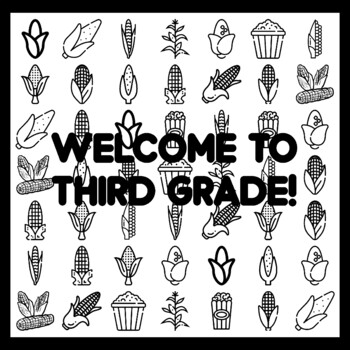 Preview of WELCOME TO THIRD GRADE! Cor n Bulletin Board Activity 3x3 feet