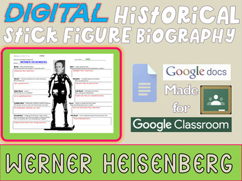 Preview of WERNER HEISENBERG Digital Historical Stick Figure Biography (MINI BIOS)