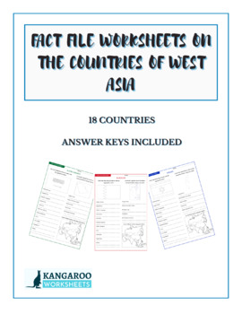 Preview of WEST ASIA Countries - Fact File Worksheets - Research Sheets