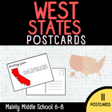 WEST REGION STATES Fill In RESEARCH POSTCARDS (BW & COLOR)