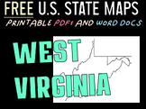 WEST VIRGINIA FREE PRINTABLE STATE MAP (IN PDF AND MS WORD