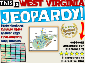Preview of WEST VIRGINIA STATE JEOPARDY GAME! handouts, answer keys, interactive game board