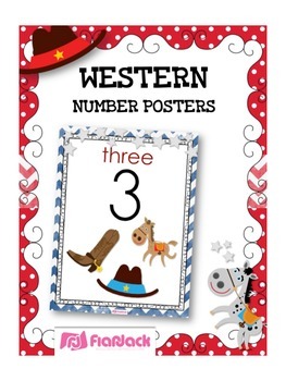 western cowboy themed number posters 0 to 20 by flapjack