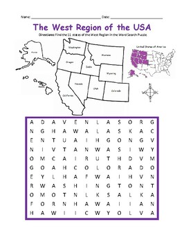 West States, Regions of the United States Lesson Plans