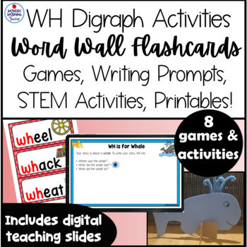 Preview of WH Digraph Activities Flashcards Games Printables STEM building activities