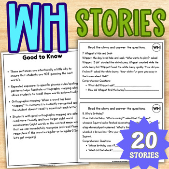 Preview of WH Digraph Stories for Orthographic Mapping of the Phonics Rule 20 w/ ?'s