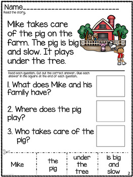 WH QUESTIONS Prehension Worksheet Set CUT PASTE By
